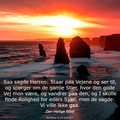 Picture 03 - Jeremias 6:16 DA1871 - Saa sagde Herren: Staar paa Vejene og ser til, og - Bible Verse Picture