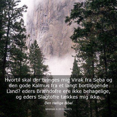 Picture 03 - Jeremias 6:20 DA1871 - Hvortil skal der bringes mig Virak fra Seba og - Bible Verse Picture