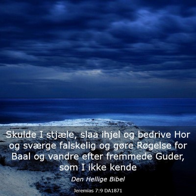 Picture 03 - Jeremias 7:9 DA1871 - Skulde I stjæle, slaa ihjel og bedrive Hor og - Bible Verse Picture
