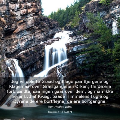 Picture 03 - Jeremias 9:10 DA1871 - Jeg vil opløfte Graad og Klage paa Bjergene og - Bible Verse Picture