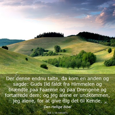 Picture 03 - Job 1:16 DA1871 - Der denne endnu talte, da kom en anden og sagde: - Bible Verse Picture