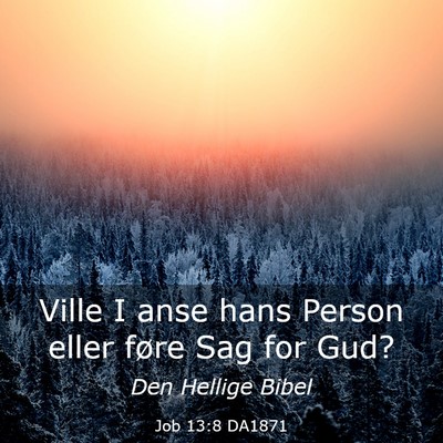 Picture 03 - Job 13:8 DA1871 - Ville I anse hans Person eller føre Sag for - Bible Verse Picture