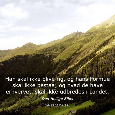 Picture 03 - Job 15:29 DA1871 - Han skal ikke blive rig, og hans Formue skal ikke - Bible Verse Picture