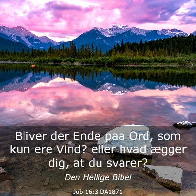 Picture 03 - Job 16:3 DA1871 - Bliver der Ende paa Ord, som kun ere Vind? eller - Bible Verse Picture