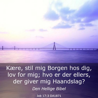 Picture 03 - Job 17:3 DA1871 - Kære, stil mig Borgen hos dig, lov for mig; hvo - Bible Verse Picture