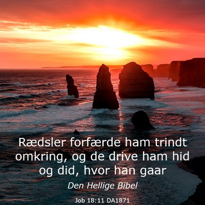 Picture 03 - Job 18:11 DA1871 - Rædsler forfærde ham trindt omkring, og de - Bible Verse Picture