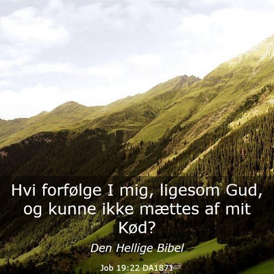 Picture 03 - Job 19:22 DA1871 - Hvi forfølge I mig, ligesom Gud, og kunne ikke - Bible Verse Picture