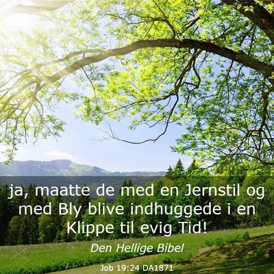 Picture 03 - Job 19:24 DA1871 - ja, maatte de med en Jernstil og med Bly blive - Bible Verse Picture