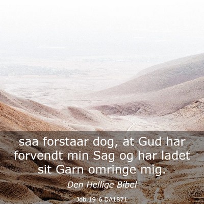 Picture 03 - Job 19:6 DA1871 - saa forstaar dog, at Gud har forvendt min Sag og - Bible Verse Picture