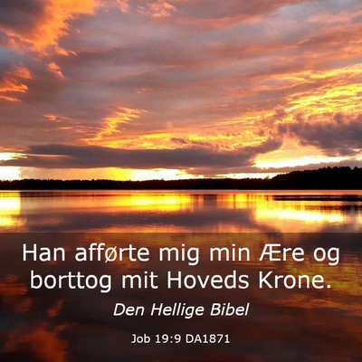 Picture 03 - Job 19:9 DA1871 - Han afførte mig min Ære og borttog mit Hoveds - Bible Verse Picture