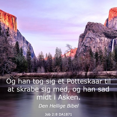 Picture 03 - Job 2:8 DA1871 - Og han tog sig et Potteskaar til at skrabe sig - Bible Verse Picture