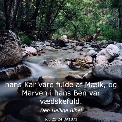 Picture 03 - Job 21:24 DA1871 - hans Kar vare fulde af Mælk, og Marven i hans - Bible Verse Picture