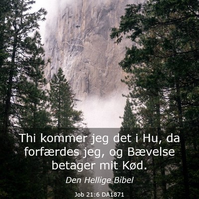 Picture 03 - Job 21:6 DA1871 - Thi kommer jeg det i Hu, da forfærdes jeg, og - Bible Verse Picture