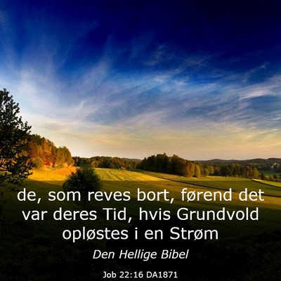 Picture 03 - Job 22:16 DA1871 - de, som reves bort, førend det var deres Tid, - Bible Verse Picture