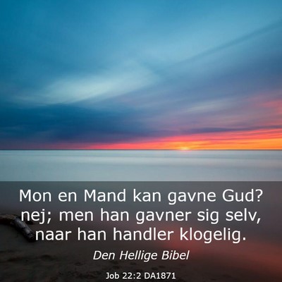 Picture 03 - Job 22:2 DA1871 - Mon en Mand kan gavne Gud? nej; men han gavner - Bible Verse Picture