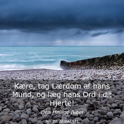 Picture 03 - Job 22:22 DA1871 - Kære, tag Lærdom af hans Mund, og læg hans Ord - Bible Verse Picture