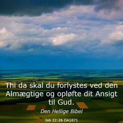 Picture 03 - Job 22:26 DA1871 - Thi da skal du forlystes ved den Almægtige og - Bible Verse Picture