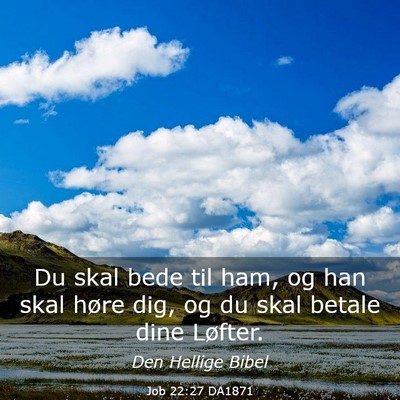 Picture 03 - Job 22:27 DA1871 - Du skal bede til ham, og han skal høre dig, og - Bible Verse Picture