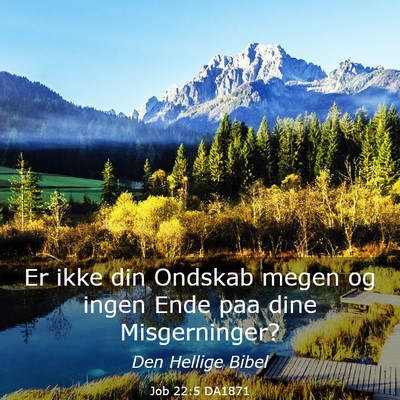 Picture 03 - Job 22:5 DA1871 - Er ikke din Ondskab megen og ingen Ende paa dine - Bible Verse Picture