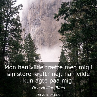 Picture 03 - Job 23:6 DA1871 - Mon han vilde trætte med mig i sin store Kraft? - Bible Verse Picture
