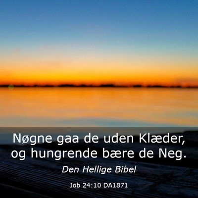 Picture 03 - Job 24:10 DA1871 - Nøgne gaa de uden Klæder, og hungrende bære de - Bible Verse Picture
