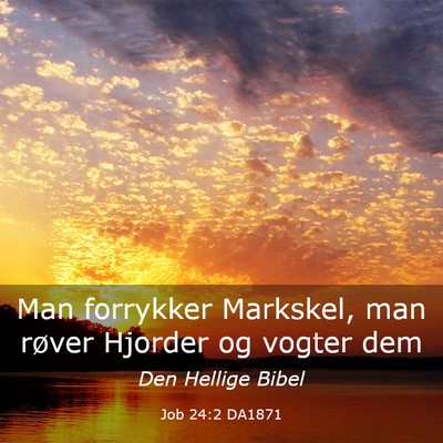 Picture 03 - Job 24:2 DA1871 - Man forrykker Markskel, man røver Hjorder og - Bible Verse Picture