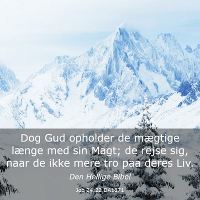 Picture 03 - Job 24:22 DA1871 - Dog Gud opholder de mægtige længe med sin Magt; - Bible Verse Picture