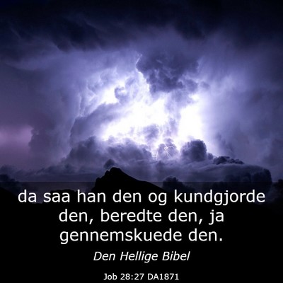 Picture 03 - Job 28:27 DA1871 - da saa han den og kundgjorde den, beredte den, ja - Bible Verse Picture