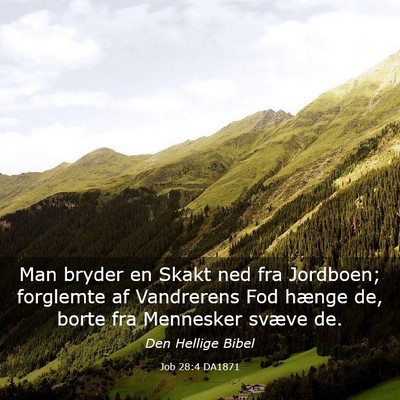 Picture 03 - Job 28:4 DA1871 - Man bryder en Skakt ned fra Jordboen; forglemte - Bible Verse Picture