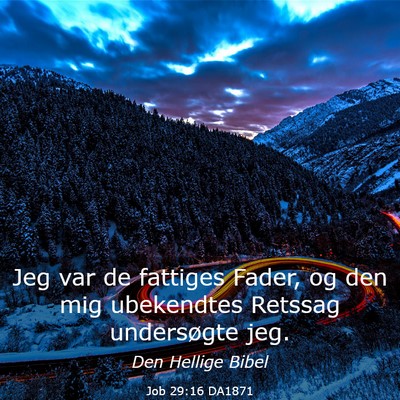 Picture 03 - Job 29:16 DA1871 - Jeg var de fattiges Fader, og den mig ubekendtes - Bible Verse Picture