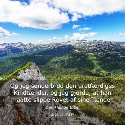 Picture 03 - Job 29:17 DA1871 - Og jeg sønderbrød den uretfærdiges - Bible Verse Picture