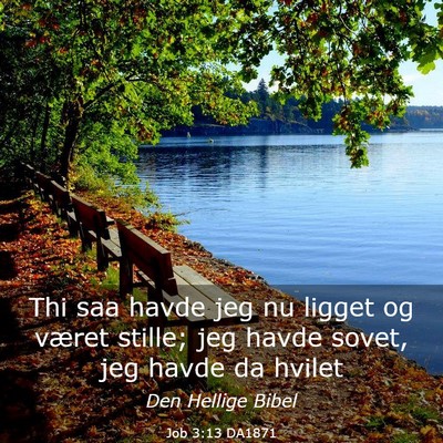 Picture 03 - Job 3:13 DA1871 - Thi saa havde jeg nu ligget og været stille; jeg - Bible Verse Picture
