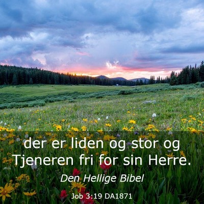 Picture 03 - Job 3:19 DA1871 - der er liden og stor og Tjeneren fri for sin - Bible Verse Picture