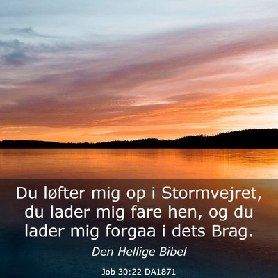 Picture 03 - Job 30:22 DA1871 - Du løfter mig op i Stormvejret, du lader mig - Bible Verse Picture