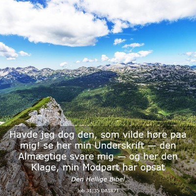 Picture 03 - Job 31:35 DA1871 - Havde jeg dog den, som vilde høre paa mig! se - Bible Verse Picture