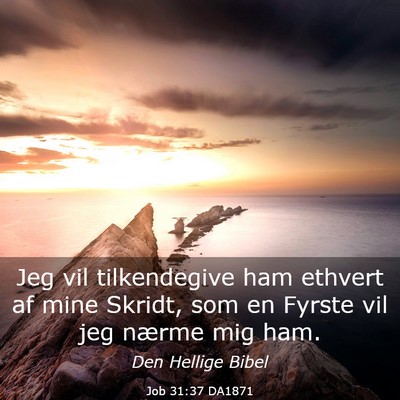 Picture 03 - Job 31:37 DA1871 - Jeg vil tilkendegive ham ethvert af mine Skridt, - Bible Verse Picture