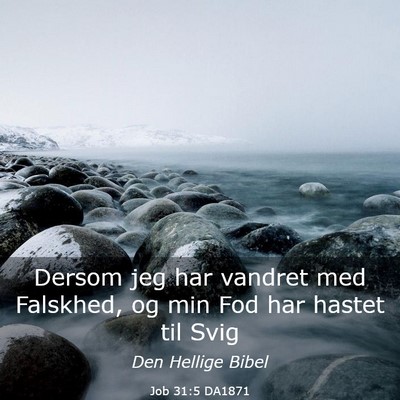 Picture 03 - Job 31:5 DA1871 - Dersom jeg har vandret med Falskhed, og min Fod - Bible Verse Picture