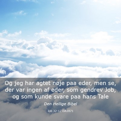 Picture 03 - Job 32:12 DA1871 - Og jeg har agtet nøje paa eder, men se, der var - Bible Verse Picture