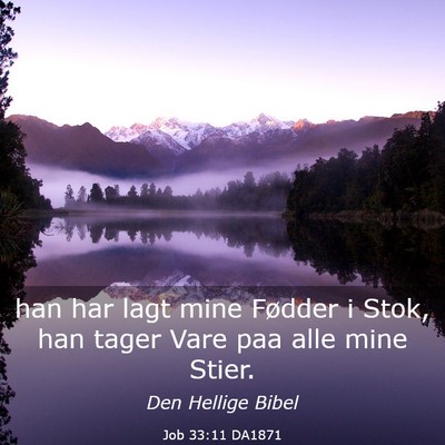 Picture 03 - Job 33:11 DA1871 - han har lagt mine Fødder i Stok, han tager Vare - Bible Verse Picture