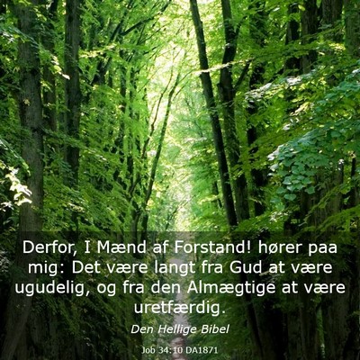 Picture 03 - Job 34:10 DA1871 - Derfor, I Mænd af Forstand! hører paa mig: Det - Bible Verse Picture