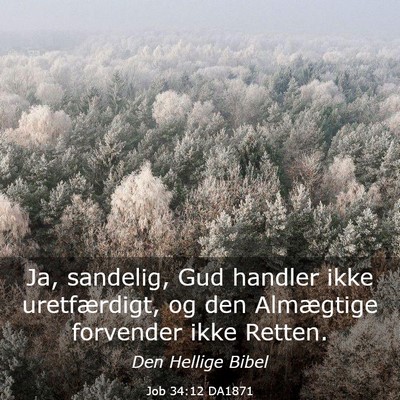 Picture 03 - Job 34:12 DA1871 - Ja, sandelig, Gud handler ikke uretfærdigt, og - Bible Verse Picture