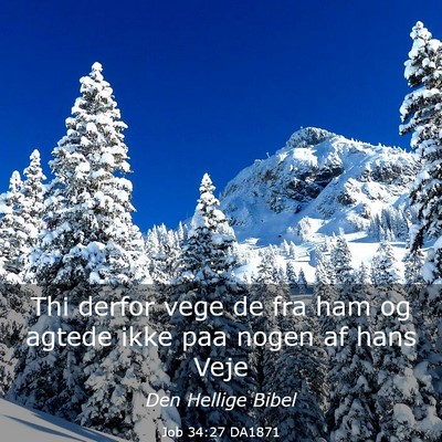 Picture 03 - Job 34:27 DA1871 - Thi derfor vege de fra ham og agtede ikke paa - Bible Verse Picture