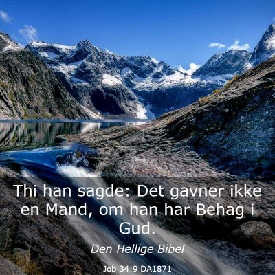 Picture 03 - Job 34:9 DA1871 - Thi han sagde: Det gavner ikke en Mand, om han - Bible Verse Picture