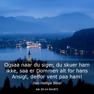 Picture 03 - Job 35:14 DA1871 - Ogsaa naar du siger, du skuer ham ikke, saa er - Bible Verse Picture