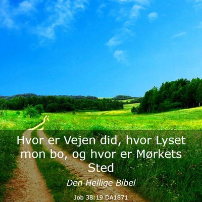 Picture 03 - Job 38:19 DA1871 - Hvor er Vejen did, hvor Lyset mon bo, og hvor er - Bible Verse Picture