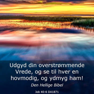 Picture 03 - Job 40:6 DA1871 - Udgyd din overstrømmende Vrede, og se til hver - Bible Verse Picture