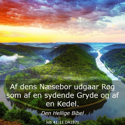 Picture 03 - Job 41:11 DA1871 - Af dens Næsebor udgaar Røg som af en sydende - Bible Verse Picture