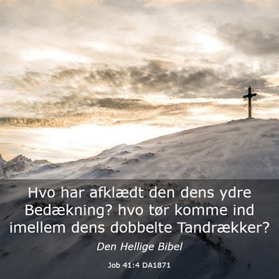 Picture 03 - Job 41:4 DA1871 - Hvo har afklædt den dens ydre Bedækning? hvo - Bible Verse Picture