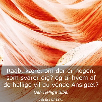 Picture 03 - Job 5:1 DA1871 - Raab, kære, om der er nogen, som svarer dig? og - Bible Verse Picture