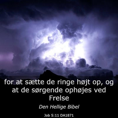 Picture 03 - Job 5:11 DA1871 - for at sætte de ringe højt op, og at de - Bible Verse Picture